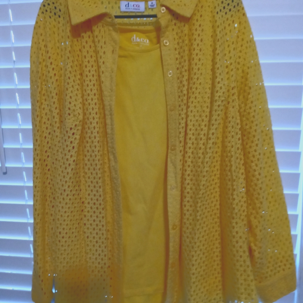 Denim & Co Womens 1X Yellow Summer Jacket and Tank set